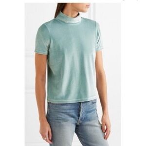 Mint Green Velvet Turtleneck Top
